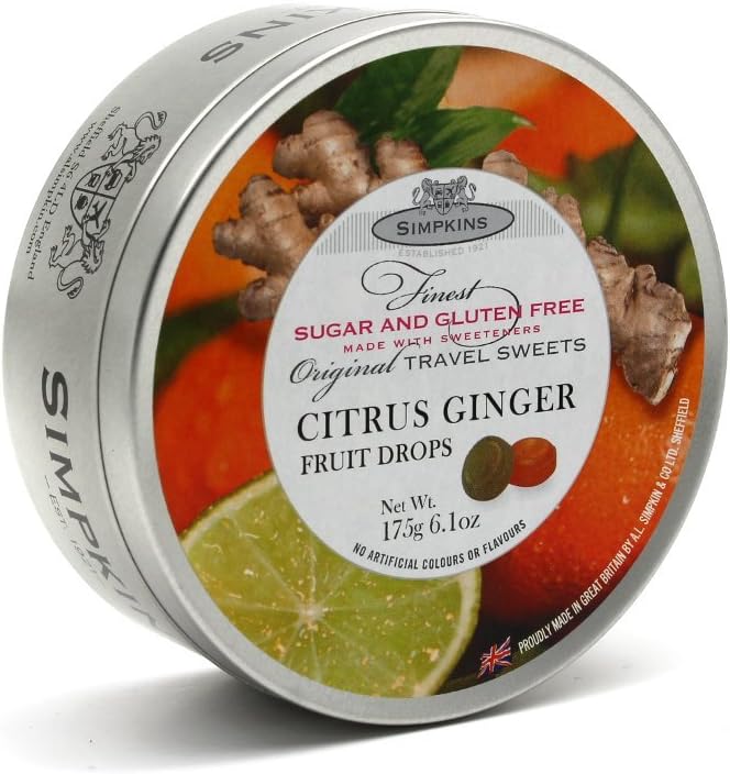 Simpkins Citrus Ginger Sugar & Gluten Free Fruit Drops 175g - 4 pack