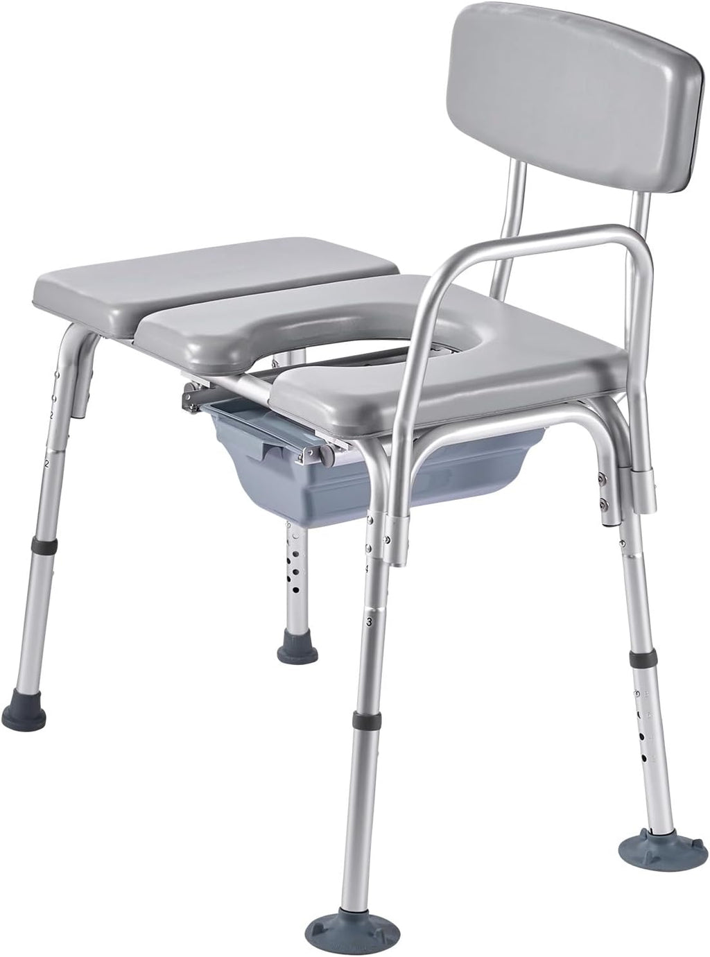 VEVOR Bedside Commode Chair, 500 lbs Load Capacity, 4-in-1 Portable Toilet and Raised Toilet Seat with Detachable 5L Bucket, Padded Seat and Backrest, Adjustable Height Adult Potty Chair for Seniors