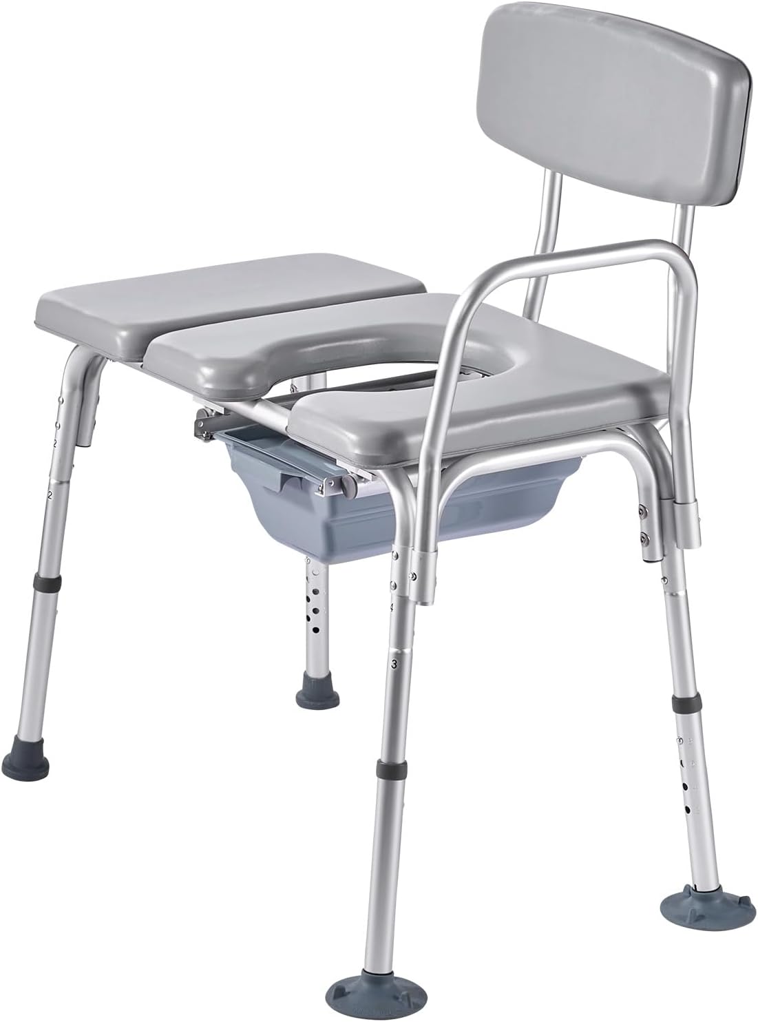 VEVOR Bedside Commode Chair, 500 lbs Load Capacity, 4-in-1 Portable Toilet and Raised Toilet Seat with Detachable 5L Bucket, Padded Seat and Backrest, Adjustable Height Adult Potty Chair for Seniors