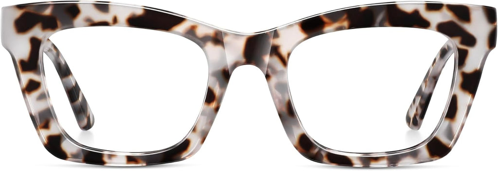 Reading Glasses for Women - Stylish Blue Light Blocking Glasses Square Readers with Spring Hinge