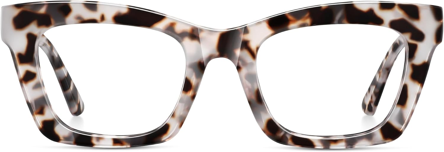 Reading Glasses for Women - Stylish Blue Light Blocking Glasses Square Readers with Spring Hinge