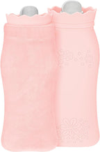 Silicone Hot Water Bottle with Cover - 650ml Hot Water Bag for Hot & Cold Therapies, Microwaveable Leakproof Hot Water Bottle for Keeping Hand Feet Warm - Gift for Kids Adults Elderly in Winter(Pink)