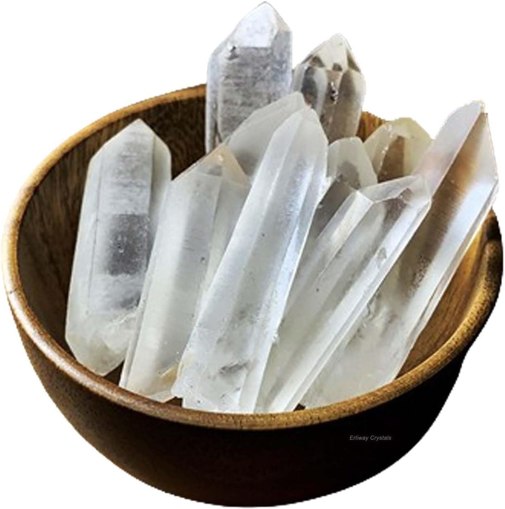 Erliway 0.22 lbs Clear Quartz Crystals Bulk, 2.36-3.94" Raw Clear Quartz Crystal Wands, Irregular Shape Rough Quartz Crystal Points for Meditation Yoga Reiki Balancing Wire Wrapping