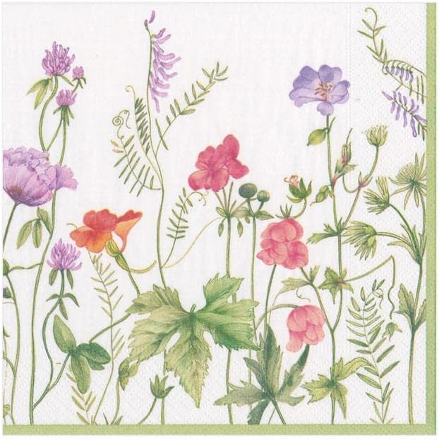 Caspari French Floral Paper Cocktail Napkins - 20 Per Package