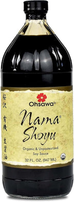 Ohsawa Nama Shoyu, Organic and Aged in 150 Year Cedar Kegs for Extra Flavor - Japanese Soy-Free Sauce, Low - Sodium, Non-GMO, Vegan, Kosher - 32 oz