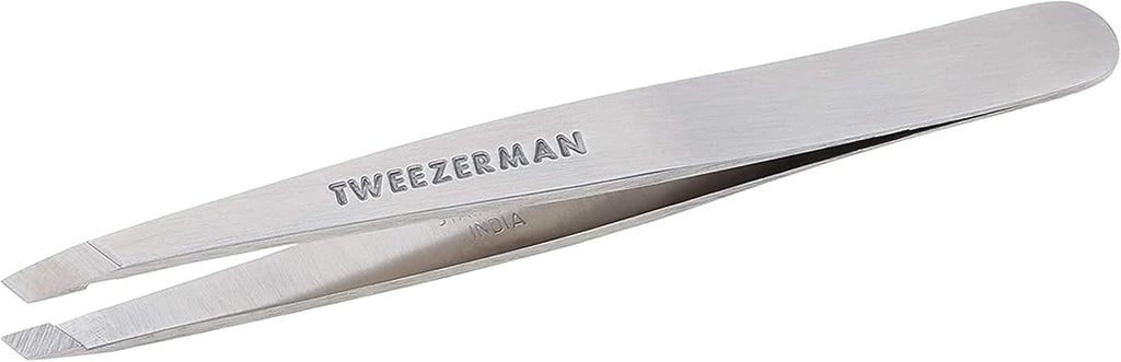Tweezerman Stainless Steel Slant Tweezer - Eyebrow Tweezers for Women and Men (Classic Stainless Steel)