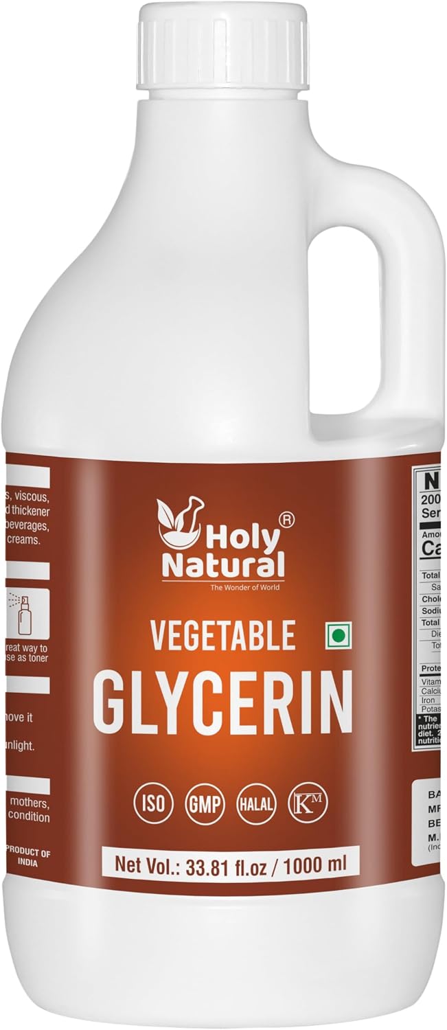 Vegetable Glycerin 33.81 Fl.oz (1000ml) l Vegetable Glycerin, Non-GMO, Kosher, Food Grade/Cosmetic Grade, For Baking and Mix in flavour as a vehicles
