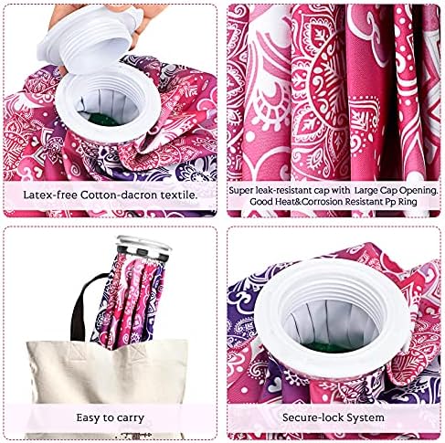 Nuanchu 3 Pieces Ice Bags for Injuries Reusable Ice Pack Hot Cold Water Bag 6, 9, 10 Inches Hot Cold Therapy and Pain Relief Pain Screw Top for Sports Knee Head Leg(Mandala Style)