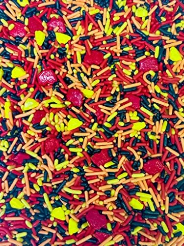 Fire Trucks & Fire Engine Candy Cookie Cupcake Cakes Semi-Sweet Edible Confetti Decorations Sprinkles Desert Jimmies Toppers 4oz