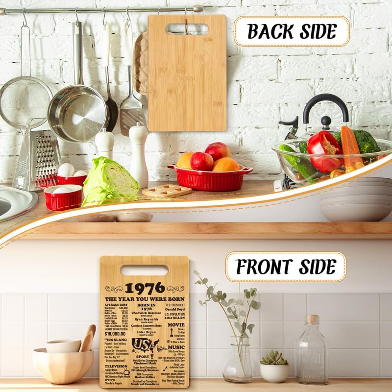 50th Birthday Gifts for Women Men, Happy 50 Year Old Birthday Gift Cutting Board for Her Him, Back In 1976 Birthday Decorations Woman Men Turning 50, 50 th Cutting Board Birthday Favor