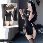 Nun Costume Sexy Nun Outfit Cosplay Nun Lingerie Anime Roleplay Outfit Naughty Nun Dress Halloween Costumes for Women Black