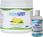 KALA HEALTH MSMPure Lemon Lime Flavored Coarse Flakes 8.8 oz and MSM Gel 8 oz Bundle