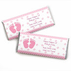 Big Dot of Happiness - Baby Feet Pink - Candy Bar Wrappers Girl Baby Shower Favors - Set of 24