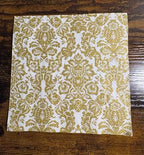 Boston International L797099 IHR Lunch Paper Napkins, 6.5" X 6.5", Palais White/Gold