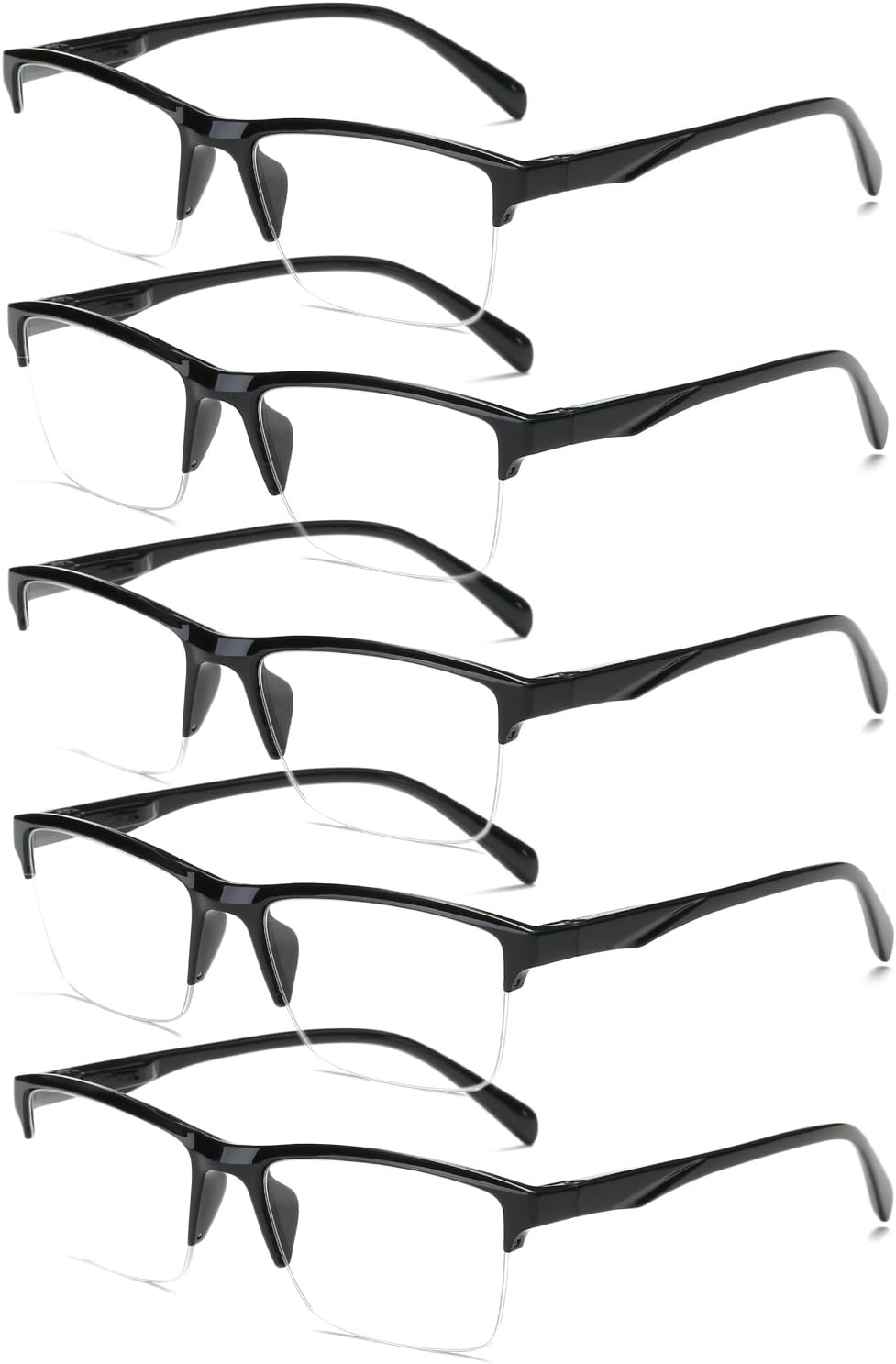 VEVESMUNDO Reading Glasses Men Women Rectangle Semi Rimless Modern Oversize Eyeglasses