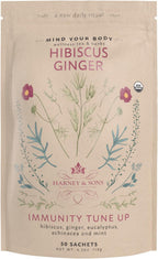 Harney & Sons Organic Hibiscus Ginger Tune-Up Tea, Bag of 50 sachets, 50 Count