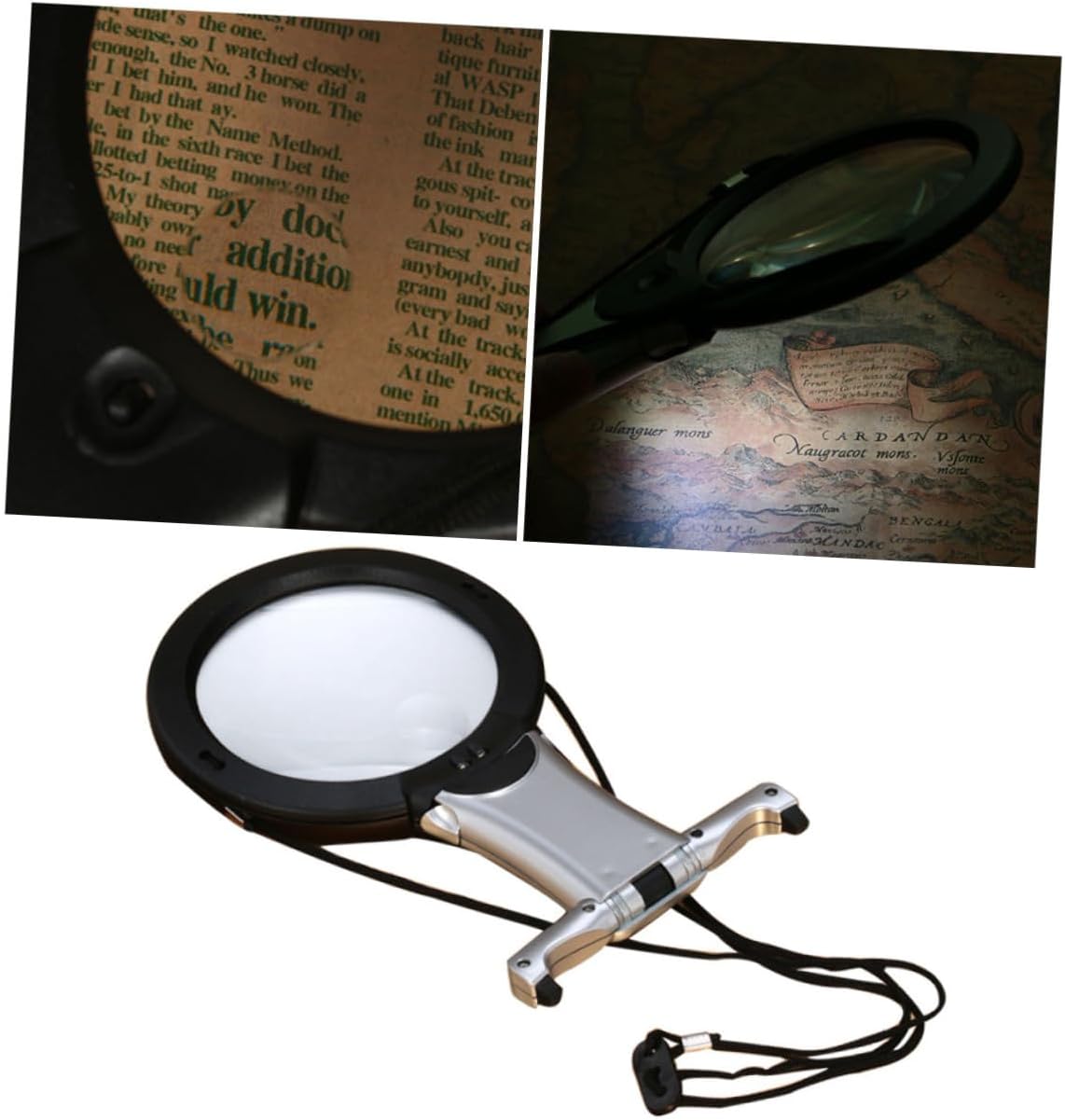 FRCOLOR Reading Magnifying Glass Led Lights Portable and Stand Handheld and Desk Magnifier for Seniors Artists and