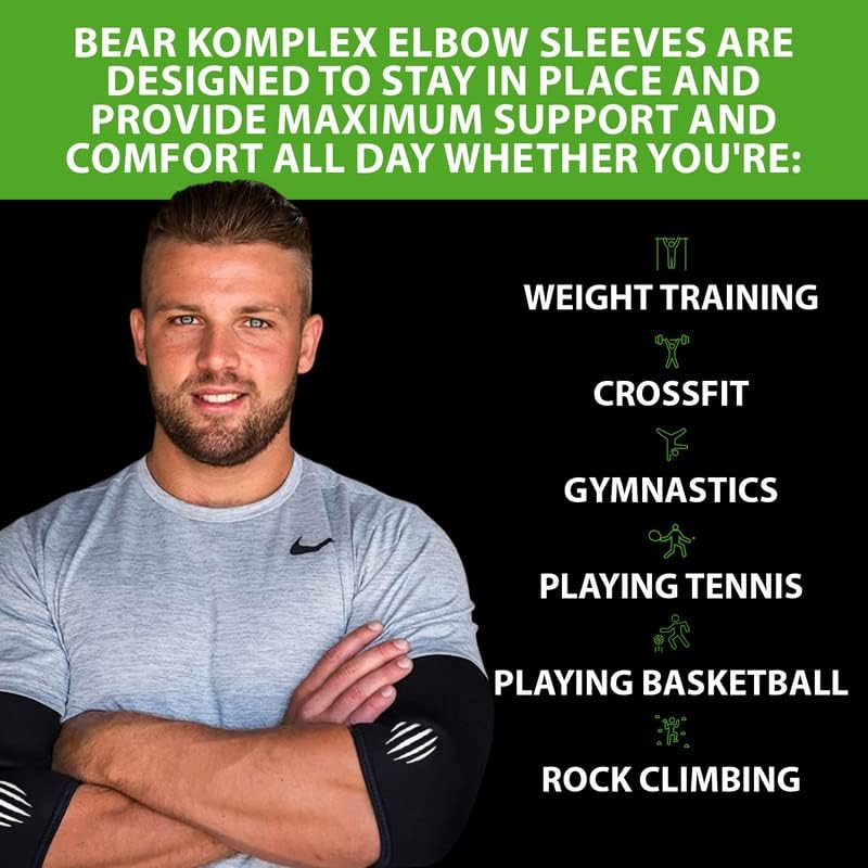 Bear KompleX Elbow Sleeves (Sold AS A Pair of 2) for Weightlifting, Powerlifting, Wrestling, Strongman, Bench Press, Athletic Performanceness, More. Compression Sleeves Come in 5mm Thickness Elbow Star XXXL
