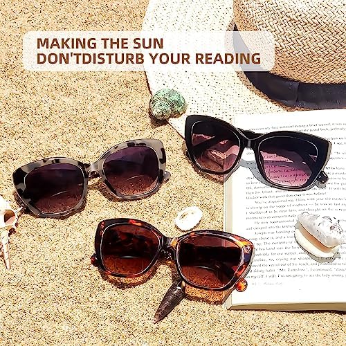 LADEESSE 3 Pack Bifocal Sunglasses For Women Stylish Reading Sun glasses for Women