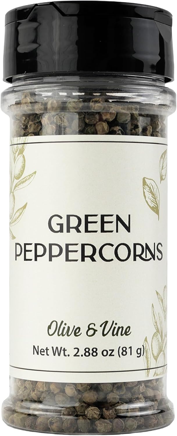 Olive & Vine Green Peppercorns, Subtle Heat, For Sauces & Marinades, Rich Tradition, Authentic Taste, For Global Recipes (2.88 Ounce)