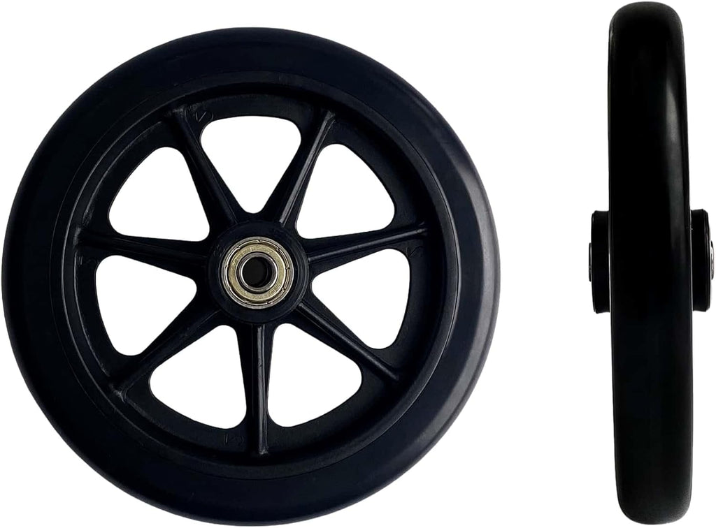 1Pcs 6 Inch Black Wheels for Walker - Universal Hard Rubber Walker Wheels Replacement, Fit Drive Rollator & Wheelchair Wheel, All-Floor Safe Rolling, Essential Walker Accessories