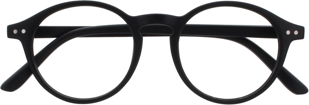 OPULIZE REY Reading Glasses for Women Men, Retro Round Frame with Spring Hinges, Matte Black +1.50 (Pack of 1)