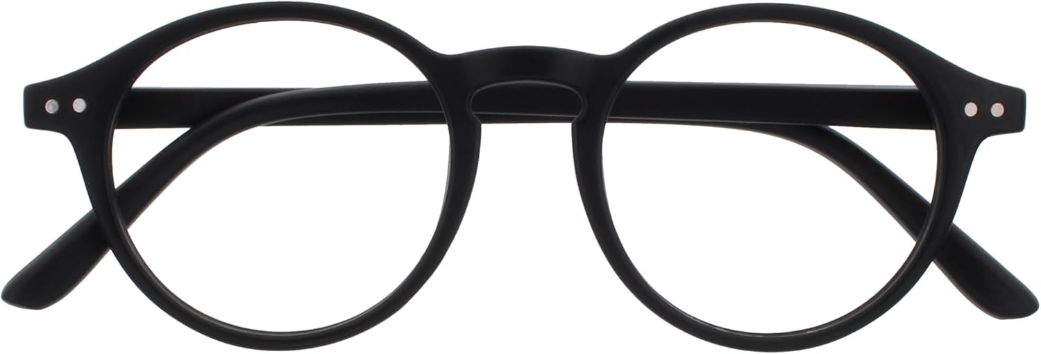 OPULIZE REY Reading Glasses for Women Men, Retro Round Frame with Spring Hinges, Matte Black +3.00 (Pack of 1)