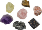 7Pcs Energy Crystals for Good Fortune Natural Raw Crystals Set of Black Tourmaline,Amethyst,Labradorite,Rose Quartz,Citrine,Sunstone,Tiger's Eye (Crystals for Good Fortune)