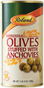 Roland Foods Manzanilla Olives Stuffed With Anchovies, Specialty Imported Food, 1 Pound 9 Ounce Can, Pack of 2