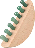 Jade Head Massage Comb Wooden Scalp Massager Hair Growth Tool for Relaxation and Stress Relief 3.85X1.96X0.78 Inch