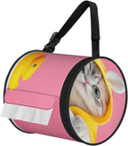 A Funny Cat Print Zippered Toilet Paper Holder, Portable Hanging Tissue Box for Home & Cars