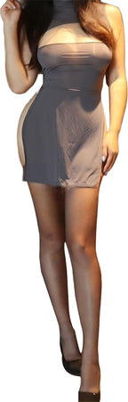 Women's Sexy Club Bodycon Sleeveless Cosplay Lingerie Anime Silk Nightgown High split Cheongsam Dress Free Size