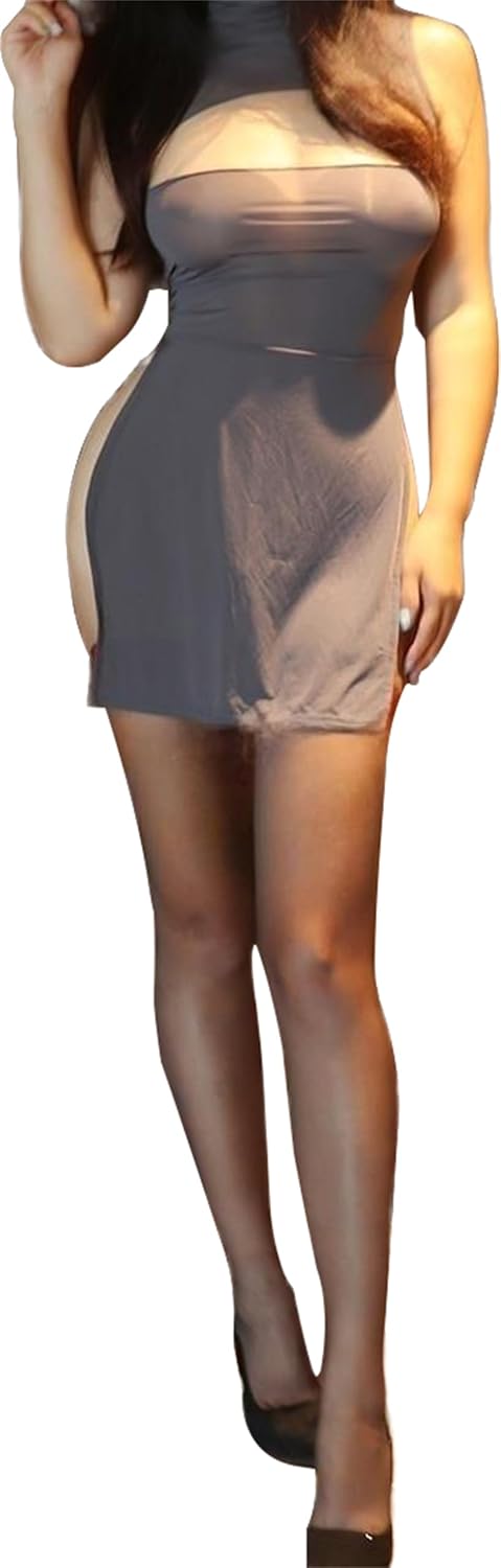 Women's Sexy Club Bodycon Sleeveless Cosplay Lingerie Anime Silk Nightgown High split Cheongsam Dress Free Size
