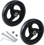 MY MIRONEY 2PCS 6 Inch Wheel Replacement for Wheelchairs, Walkers, PVC Wheelchair Front Wheels Rollator Black Universal Walker Casters Rollers Wheels with Mounting Screws and Hex Key