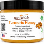 Turmeric Honey – Raw Honey with Turmeric – Creamed Honey Spread – Warm Earthy Flavor – Tea, Golden Milk & Daily Use – 8 oz