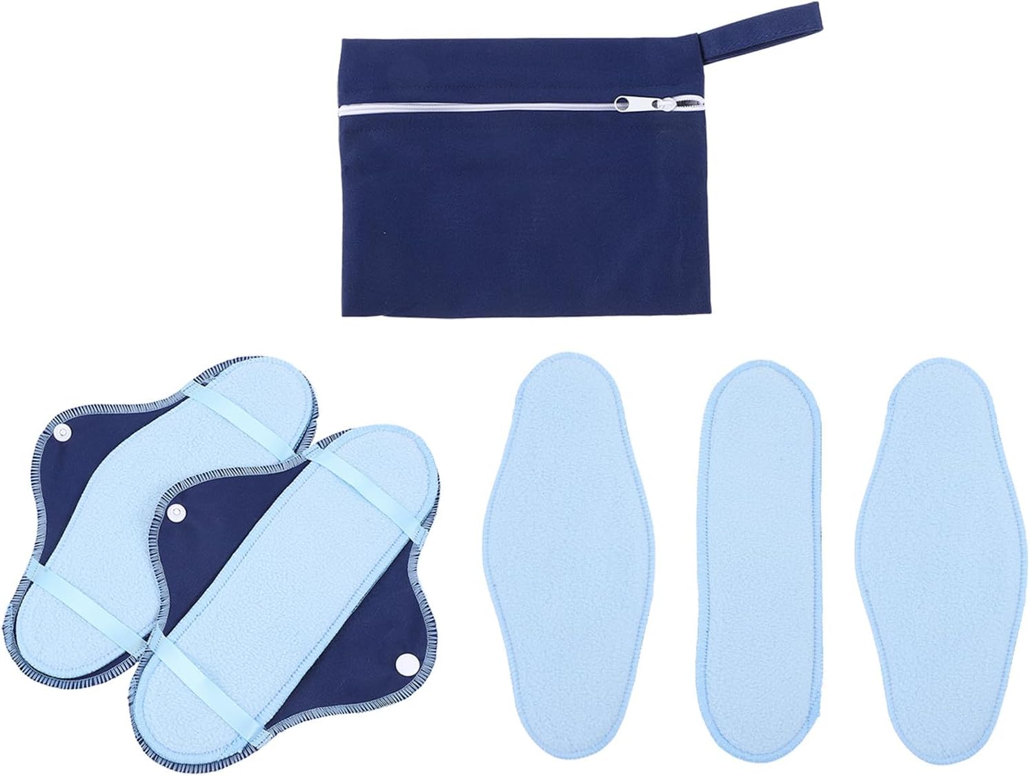 Housoutil Washable Polar Fleece Sanitary Napkins 8pcs Set Reusable Menstrual Pads Leakproof for Day and Night Use Postpartum Care Pads for Women