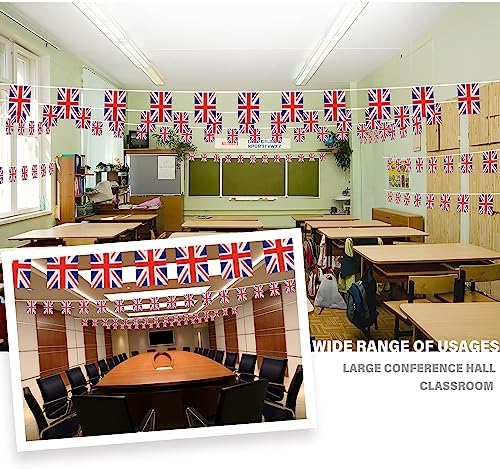 United Kingdom Union Jack String Flag Britain Pennant Banner, Small Mini UK British Flags English Bunting Banner, National Country Decoration for School, Party, Sports Events, 33 Feet 30 Flags