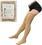 Presadee Petite Thigh High 15-20 mmHg Moderate Compression Leg Zipper Open Toe (Nude, P-S/M)