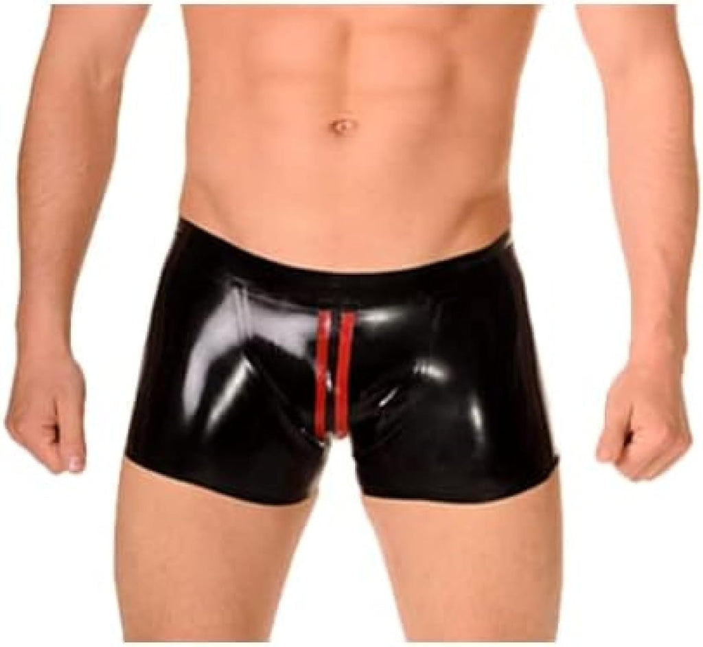 Latex Rubber Black Men's Shorts Red Embellishment Party Role Play Pool Beach Hand Customized 0.4mm,Custom Color,Small
