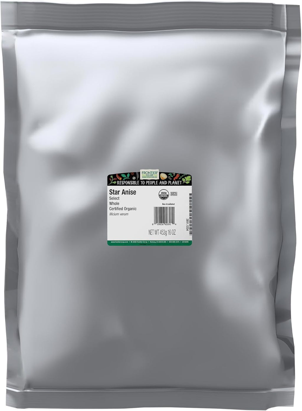 Frontier Co-op Organic Whole Star Anise 1lb - Dried Whole Star Anise Pods
