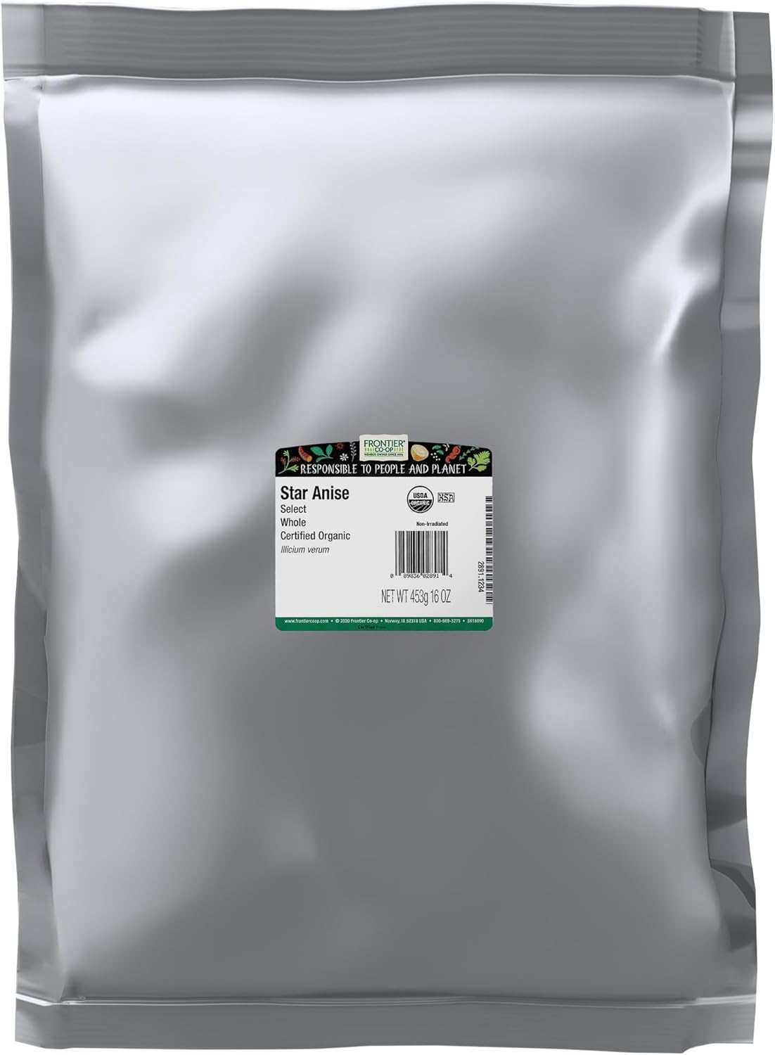 Frontier Co-op Organic Whole Star Anise 1lb - Dried Whole Star Anise Pods