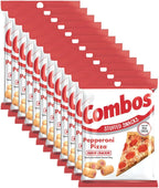 COMBOS Cheese Snacks - Pepperoni Pizza Pretzel Baked Snack Packs, Cheese Crackers Snacks, 6.3-Ounce Bag Bulk Box (Pack of 12)