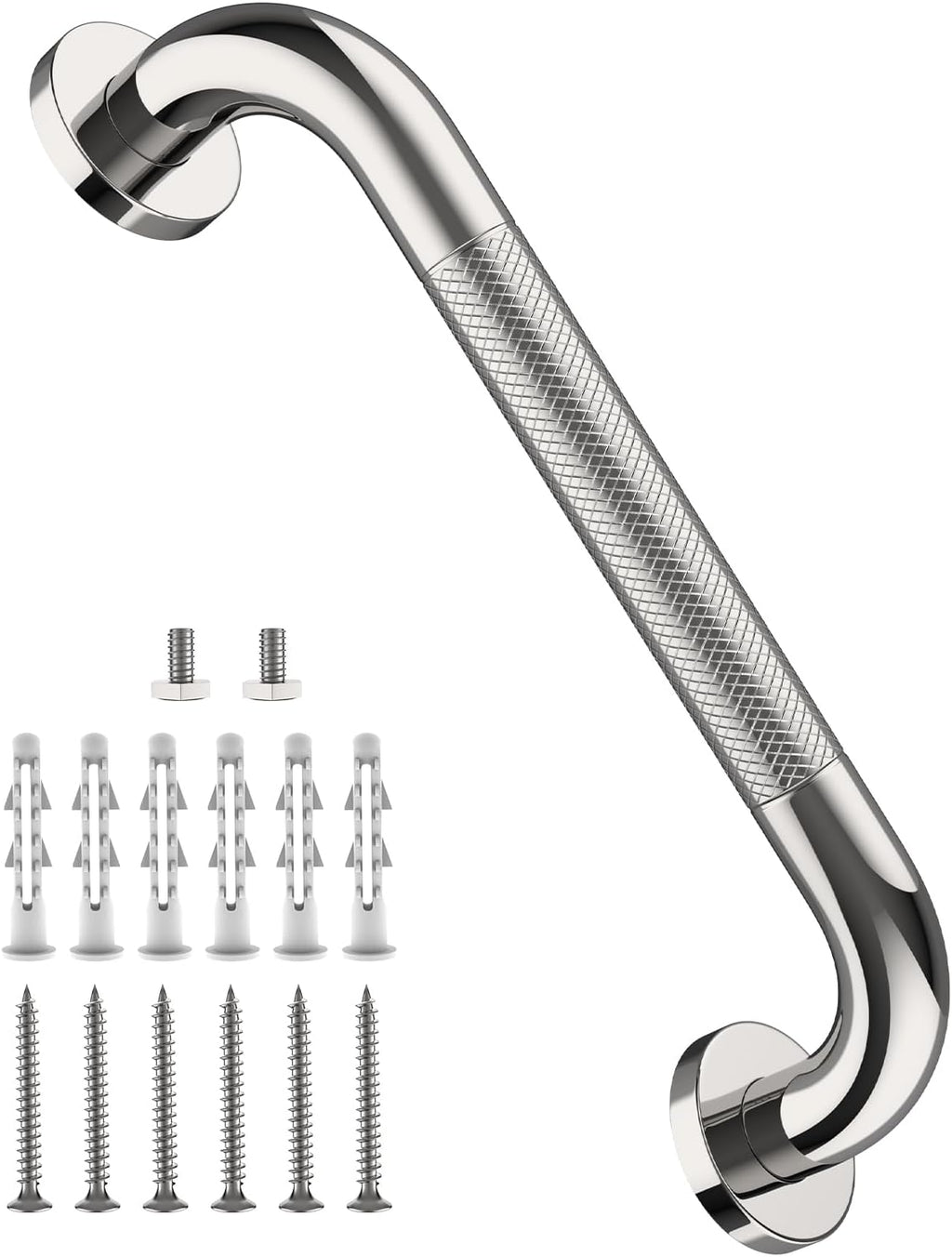 12 Inch Stainless Steel Chrome Shower Grab Bar, ZUEXT Bathroom Balance Bar, Safety Hand Rail Support, Handicap Elderly Injury Senior Bath Assist Handle