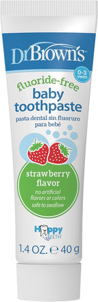 Dr. Brown’s Fluoride-Free Baby Toothpaste, Infant & Toddler Oral Care, Strawberry, 1-Pack, 1.4oz/40g, 0-3 Years