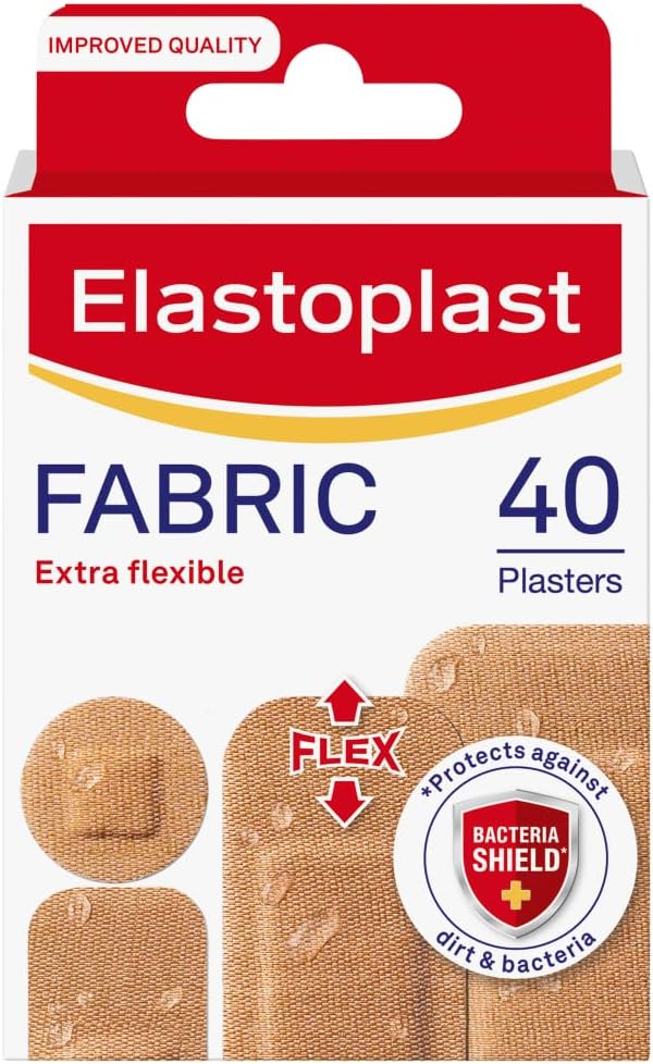 Elastoplast Fabric Extra Flexible Breathable 40 Plasters/Water Repellent (Packaging May Vary)