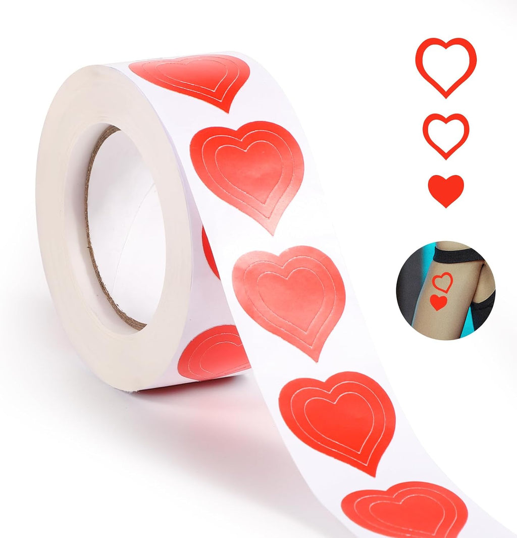 TOYMIS 500PCS Red Heart Shaped Tanning Stickers, Paper, Heart, Romantic Style, Outdoor Use, Fade Resistant