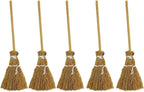 5 Pcs Brown Mini Witches Broomstick Broom Halloween Straw Craft Brush Decorations Witches Wizard, Fairy Decoration, Cinnamon Broom, Angle Brooms