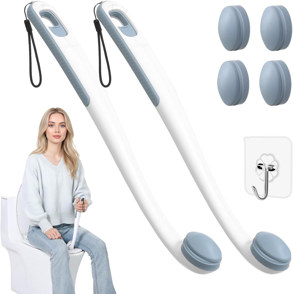 Toilet Aids for Wiping Bottom, 2-Pack - Long Reach Comfort Wipe with Replaceable Head & Strap - Bottom Buddy Wiping Aid for Elderly, Disabled & Post-Surgery