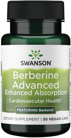 Swanson Berberine Advanced Enhanced Absorption Supplement for Health-Conscious Adults Seeking Optimized Bioavailability - Featuring Berbevis 550 mg (30 Vegan Capsules)