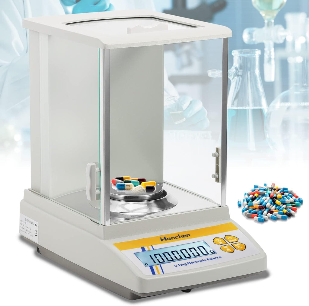 Hanchen Analytical Balance 220g/0.1mg Precise Digital Balance Lab Scale for Laboratory Jewelry Store 110v